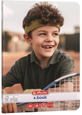 Caiet Herlitz A5, 48 file, dictando, colturi rotunjite, motiv Sports, diverse modele